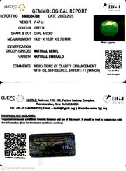 7.47/CT Natural Panna Stone with Govt. Lab Certificate